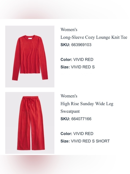 Abercrombie & Fitch Other - Abercrombie & Fitch Vivid Red Matching Set